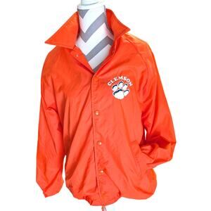 Vintage 80's Orange Clemson Full Snap Jacket Nylon Clemson Tiger Paw Medium